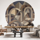 Fotobehang Silent Axis - Geometrische Architectuur - Sir Edward x Grigory Gladarev - Rond