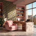 Ikke-vævet tapet Isabelle Golden Canopy palmer guld beige - palmeblade jungle metallic gang