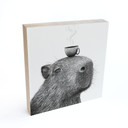 Billede af træ til at stille frem - Capybara Morgen Kaffe - Korenkova - 15x15 cm
