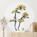 Naklejka na ścianę z roślinami - Kwitnące bonsai - Okrągła - Amini
