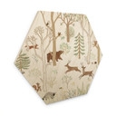 Hexagon Houten Wanddecoratie Vrolijk Bosleven met Dieren - Oliver Robins