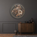 Rundes Leinwandbild Beige Blumen und Blätter