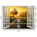 Fototapete Fenster - Sonnenuntergang über der Straße
