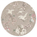 Naklejka na ścianę Żurawie w kwiecie wiśni beżowa - Bloomery Decor - okrągła