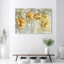 Canvasbillede, gyldne blomster og sommerfugle