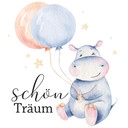 Sticker mural Kvilis - Träum schön - Hippopotame 