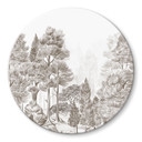 Glasschilderijen Bos met boslandschap in beige - Ms Tiff - Rond