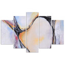 Lærred print 5 dele, abstrakt pastel beige
