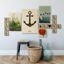 Holzbild Moin mit Anker - Shabby