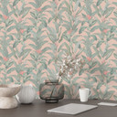 Botanisk tapet med mønster Urban Jungle tropiske blade pink - Bloomery Decor