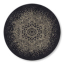 Glasbillede - Elegant mandala i sort og guld - Bloomery Decor - Round