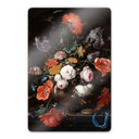 Tableau en verre Mignon - Nature morte avec fleurs et horloge