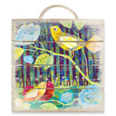 Obraz drewniany Blanz - Ptaki w lesie - 40x41,5 cm
