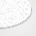 Akrylbillede, vinduesbillede til at hænge vilde blomster i line art-stil - rund
