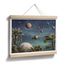 Plakat dla dzieci Kikki Belle - Tropikalny świat fantasy z planetami i palmami