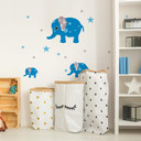 Wallsticker - Mønsterelefant, blå (sæt med 3)