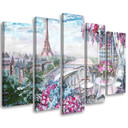 5 stykke lærredstryk, Paris Eiffeltårnet - Landskab - Pastel