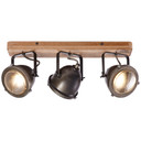 Spotbalken Dilara, braun, 18,5 x 43 cm, Holz Deckenspots, dimmbar