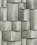 Tapeta z włókniny z motywem drewna o geometrycznym, zielonym wyglądzie 3D