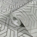 3D-look grå grafisk non-woven tapet 