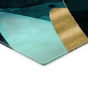 Glasbillede - Abstrakte bjerge i guld og blå - SpaceFrog Designs