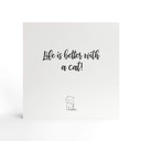 Billede af træ til at sætte op - Livet er bedre med en kat - 15x15 cm