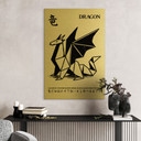 Alu-Dibond brossé effet Or, Cuivre & Argent - Origami Géométrique Dragon - Krygowski