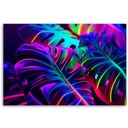 Canvasbillede, Monstera-blade i neonfarver