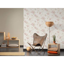 Designdschungel af Laura N. Fleecetapet Blomstertapet, beige, metallic, lilla