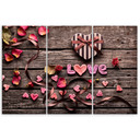 3-delt lærredstryk Heart Love vintage blomster