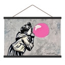 Textielposter Roze Kauwgom Streetart - Habib