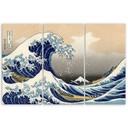 3 stykke lærredstryk, Hokusai Great Wave fra Kanagawa