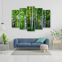 5 stykke lærredsprint, Birch Forest Green