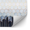 Revêtement pour cuisine autocollant Fredriksson - Hexagone : Bleu et blanc