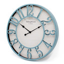 Orologio da parete shabby chic in metallo e legno blu vintage Ø50cm