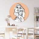 Vægcirkel Line Art-portræt af to kvinder - Treechild – print på aluminium (Alu-Dibond)