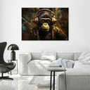 Canvasbillede, Chimpanse med hovedtelefoner