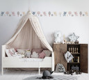 Børnetapet, non-woven tapet Kids Walls hvid, blå, pink