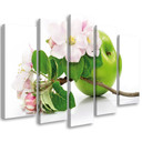 5 stykke lærredsprint, æbler frugtblomst