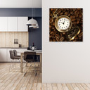Canvasbillede, kaffebønner og ur
