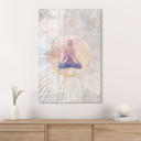 Akrylbillede Lotus position - Meditation i gyldent lys - Manovski
