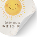 Rundes Wandtattoo mit Sonne - Mutmachspruch 'Ich bin gut so wie ich bin' fürs Kinderzimmer