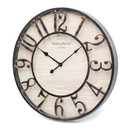 Horloge murale vintage métal-bois avec grands chiffres Ø50cm