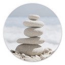 Tableau sur alu-Dibond rond Pierres au bord de la mer