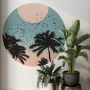 Sticker mural Kubistika - Coucher du soleil - Rond