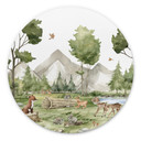 Vægcirkel Oliver Robins - Cute Forest Animals – print på aluminium (Alu-Dibond)
