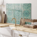 Salpicadero de cocina Mandala Boho Oro y verde - Bloomery Decor