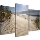 3 stykke lærredsprint, Beach Sea Dunes Nature
