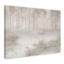 Canvas schilderij bos bij het meer in beige mist - Ms Tiff
