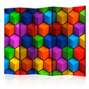 Screen room divider - Farverige geometriske kasser, 3-delt